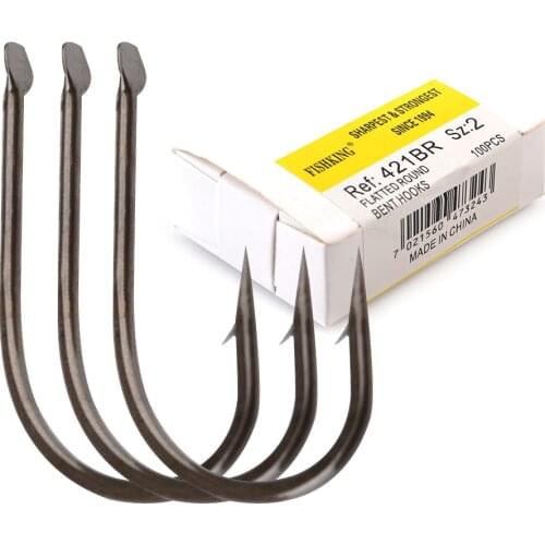 100PCS/lot 421BR Hight Carbon Steel Barbed Fishing Hooks With Flatted Round 1#-10# Carp Fishing Accessories Jig Head