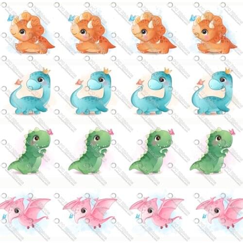 Cartoon Cute Dinosaur Printed Design Customized Lanyard/Satin/Grosgrain Ribbon for Crafts DIY Handmade Materials Hair Bow CA202