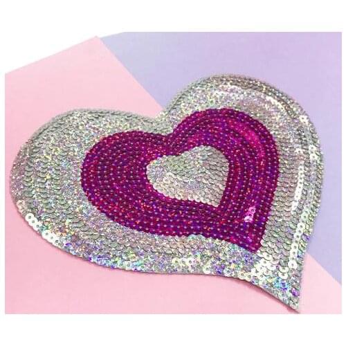 Cute Heart Sequin Patches For Clothes Iron/Sew On Appliques For T-shirt Embroidery DIY clothing Accessories Supplies Crafts