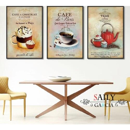 Nordic Poster Vintage Modern Minimalist Coffee Dessert Canvas painting Abstract Home Decoration Kitchen Wall Pictures No Frame