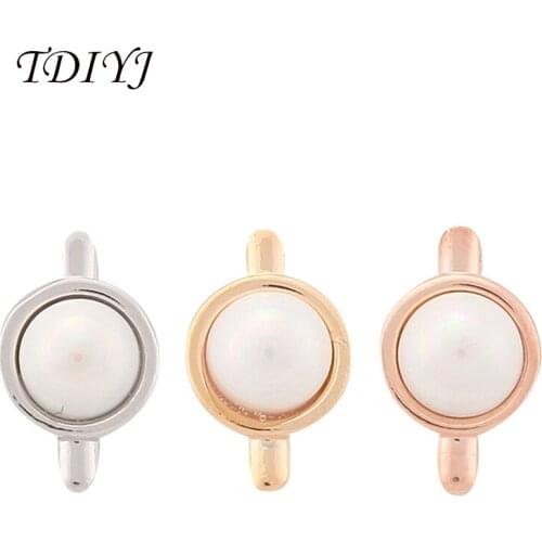 TDIYJ KEEPER Keys Jewelry Round White Pearl Slide Charms Keeper for Leather Wrappable Bracelet for Women Accessories 12Pcs/lot