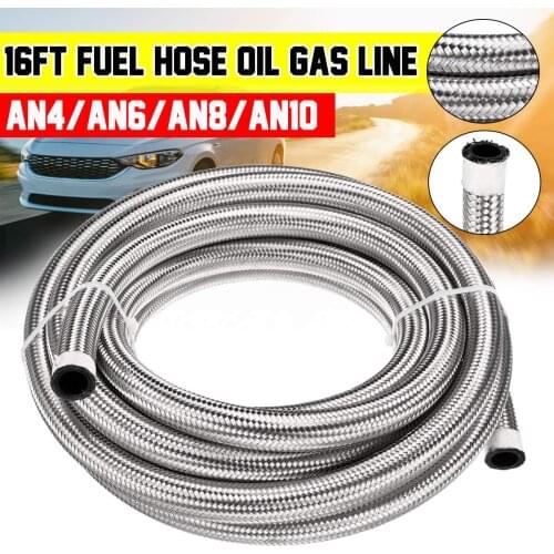Universal 16FT AN4 AN6 AN8 AN10 Racing Fuel Hose Oil Gas Cooler Hose Line Pipe Tube Stainless Steel Braided Inside CPE Rubber
