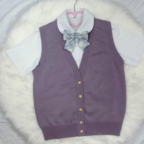 Vest knitted cardigan sweater vest fashion Japanese women spring and autumn thin style college style casual cotton
