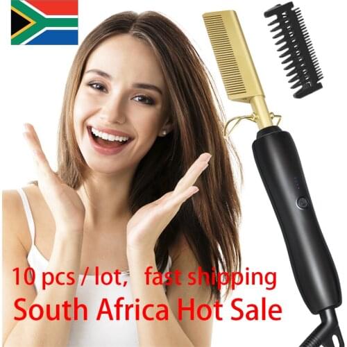 10pcs/ lot Hair Straightener Flat Irons Straightening Brush Hot Heating Comb Hair Styler Corrugation peigne chauffant Curler