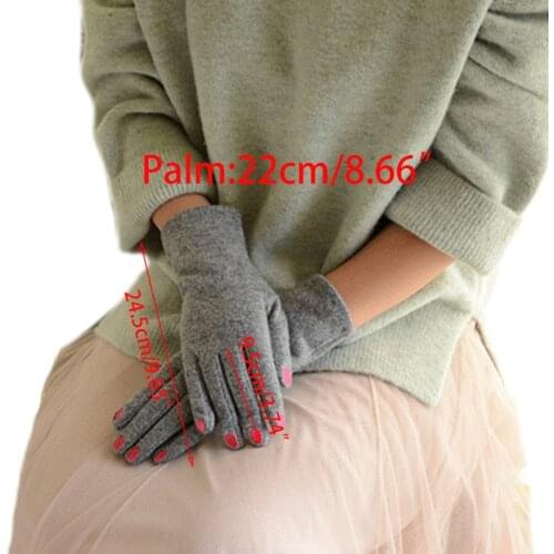 40GC Womens Winter Faux Wool Knitted Touch Screen Gloves Korean Style Embroidery Nail Pattern Thermal Lining Warm Elastic Full