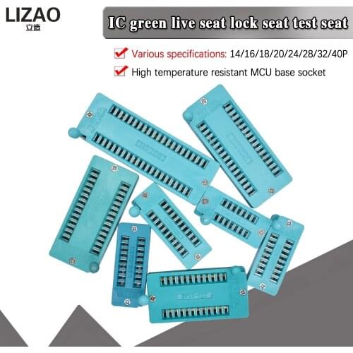 1pcs/lot 14 16 18 20 24 28 32 40 P Pin 2.54 MM Green DIP Universal ZIF IC Socket Test Solder Type IC lock seat zif socket