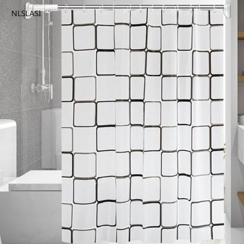 1pc PEVA Modern Shower Curtain Mildew Proof Translucent Bathroom Accessories Curtains Home Waterproof Plastic Curtain with Hooks