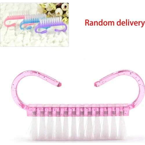 10 Pcs Acrylic Nail Brush Nail Art Manicure Pedicure Soft Remove Dust Plastic Cleaning Nail Brushes File Tools Set Random Color