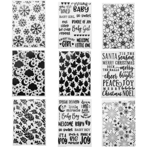 10 Styles Flowers Words Plastic Template Craft Embossing Folders for DIY Scrapbooking and Paper Card Making Decoration Supplies