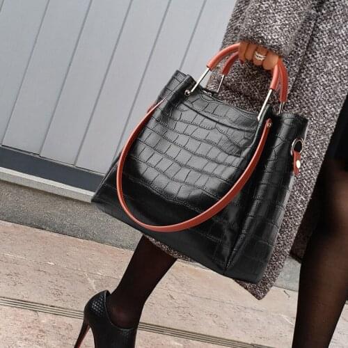 100% Genuine Leather Handbags 2020 New Crocodile Pattern Portable Large Capacity Versatile One-shoulder Messenger Tote Bag Gg