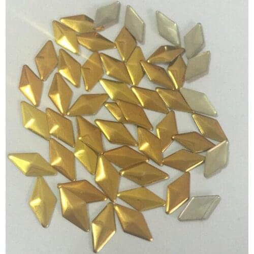 1440pcs 4*8mm Gold Lozenge /Rhombus Shape Studs Flat Back Hotfix iron colorful Rhinestuds FlatBack Heat Transfer For DIY