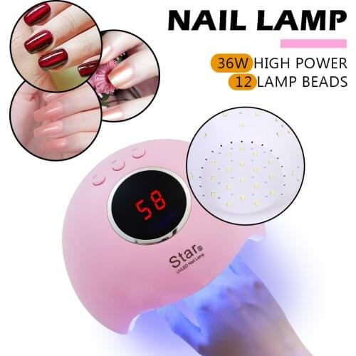 36W 12PCS Lamp Beads LED UV Nail Lamp For Manicure Sun Light Nail Dryer Fast Drying UV/LED/Builder Gel Polish Glue Machine Quick