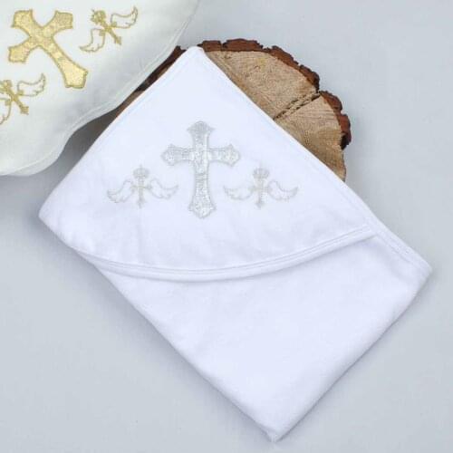 White Baptism Boy Girl Newborn Crucifix Hooded Drying Towel Rebirth Religious Ceremony Towel Babies Spiritual The Church