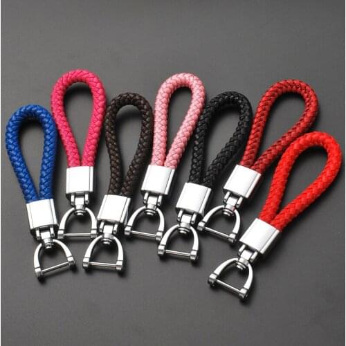 Creative Anti-loss Keychain Accessory Multi-Colored Leather Rope Woven Key Rings Simple Men and Women Car Keychain Charms