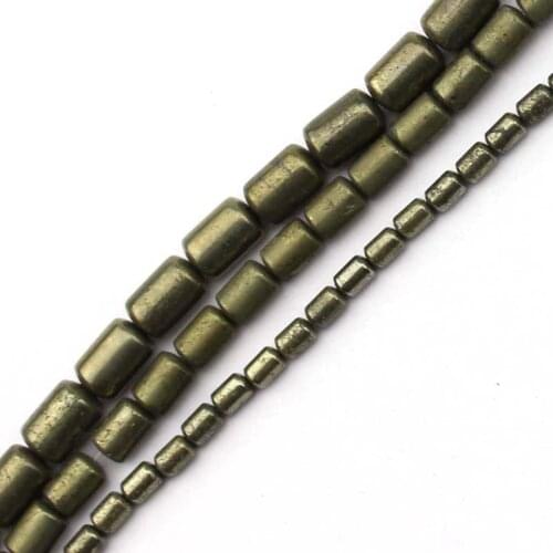 Column shape natural pyrite beads natural stone beads DIY spacer beads for jewellry making strand 15" wholesale