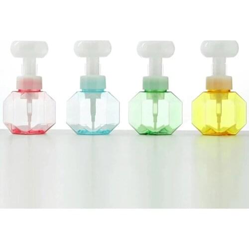 300ml Flower Foam Bottle Plastic Transparent Dispensing Bottle Mousse Liquid Dispenser Shower Gel Hand Soap Foam Foaming Pump