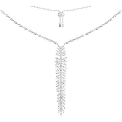 SLJELY Luxury Brand 925 Sterling Silver Olive Leaves Pendant Necklace Micro Pave 3A Cubic Zirconia Women Party Festival Jewelry