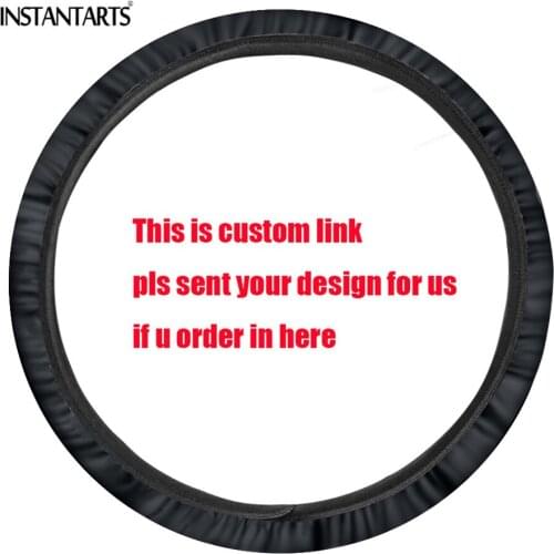INSTANTARTS Custom Image/Logo Steering Wheel Cover Car Stretch Steering Wheel Covers Anti-slip for Girls Women Vehicle Accessory