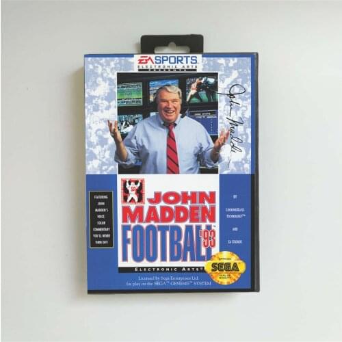 John Madden Football '93 - USA Cover With Retail Box 16 Bit MD Game Card for Sega Megadrive Genesis Video Game Console