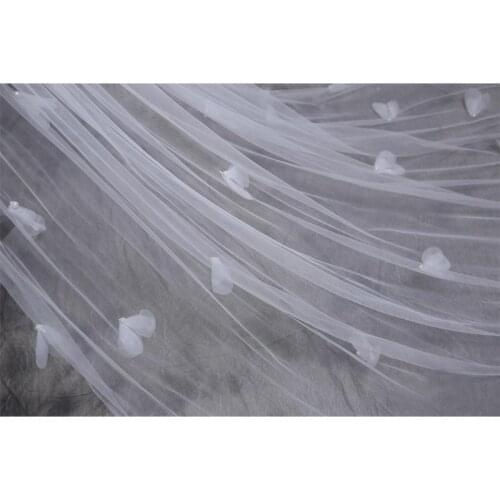 Tulle Wedding Dress Veils Fluffy White Flowers Petal Multi Layer Super Long Bridal Hair Veil Bride Fairy Marriage Accessories