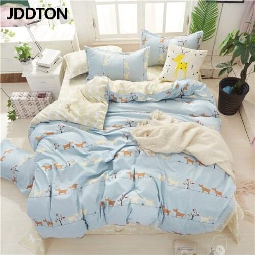 JDDTON 2020 Classic Lovely New Style Bed Sheet Set 4pcs AB sided Warm Bedding Set Quilt Cover Pillowcase Duvet Cover Set BE052