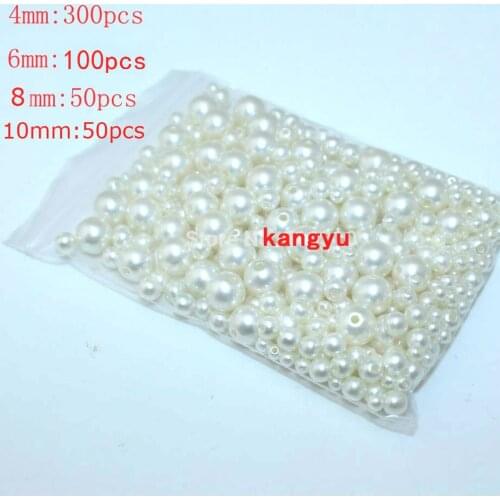 Free Shipping 500pcs/lot Mix Size 4mm 6mm 8mm 10mm ABS Loose Round Beads Mix Color Imitation pearl Spacer beads