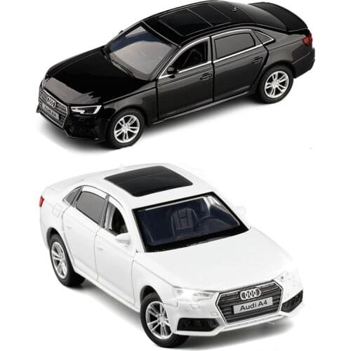 1/32 Scale Audi A4 Diecast Alloy Sport Model Car Toy Black White With Light And Sound For Baby Gifts Collection Toys V247