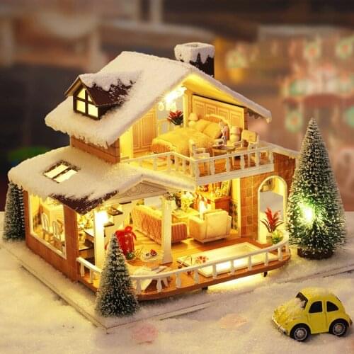 DIY House Miniature Dollhouse Kit Christmas Carnival Building Model Room Box Wood Doll House Furniture Kids Toys Adult Gifts