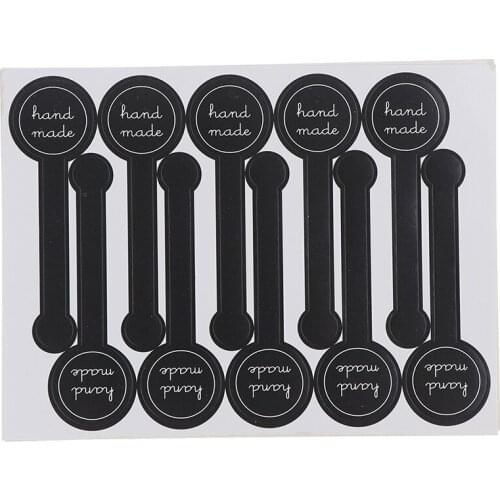 500Pcs Adhesive Long Style "HAND MADE" Black Handmade Cake Packaging Sealing Baking DIY Gift Stickers Label Sticker