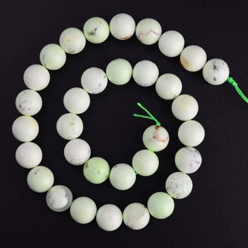 Natural Genuine Yellow Green Australian Turquoise Round Loose Gemstone Beads 6-12 mm 15"