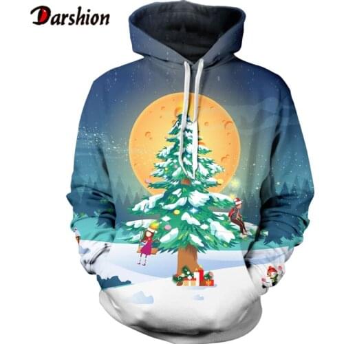 New Fashion Hoodie Sweatshirt 3D Printing Cartoon Christmas Tree Graffiti Autumn Winter Christmas Series Harajuku Hip Hop Hoodie