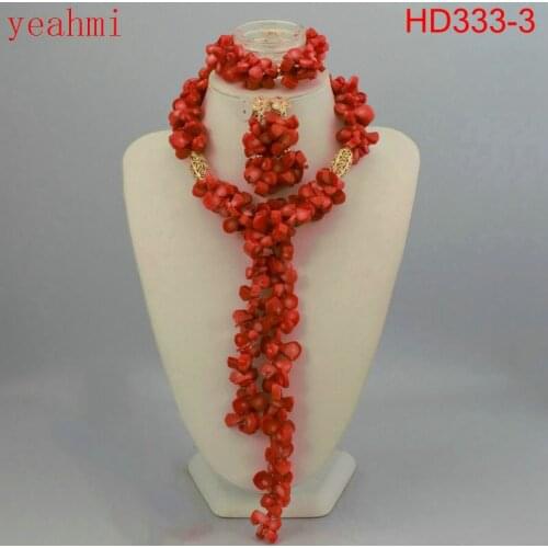 Newest Dudo Jewelry African Bridal Jewelry Sets Orange Original Coral Beads Jewelry Set For Nigerian Weddings Women Free Ship