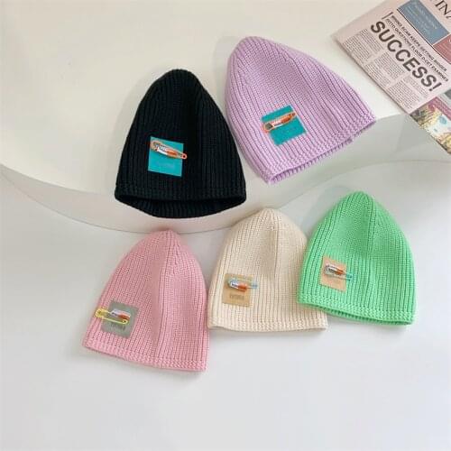 2021 Autumn Winter Solid Color Baby Knitted Hats Kids Girls Boys Beanies Caps Warm Soft Casual Hats For Children 1-4 Years Old
