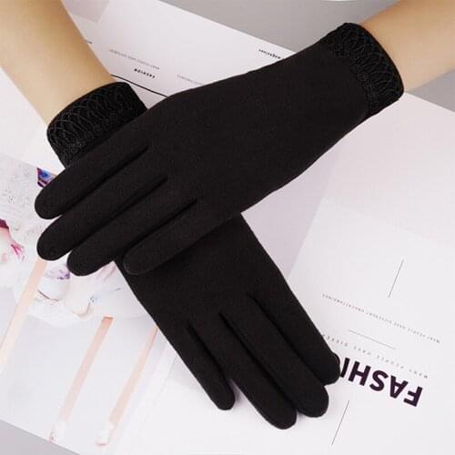 Autumn Winter Female Smooth Elasticity Milk Shreds Driving Gloves Women Touch Screen Lace Thin Warm Sport Cycling Mittens I61