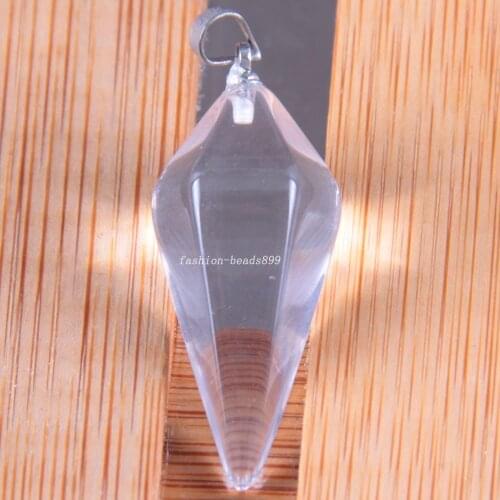 Pendant for Men Women Natural Stone White Quartz Crystal Reiki Pyramid Hexagonal Pendulum Bead Neckalce Pendant K1632