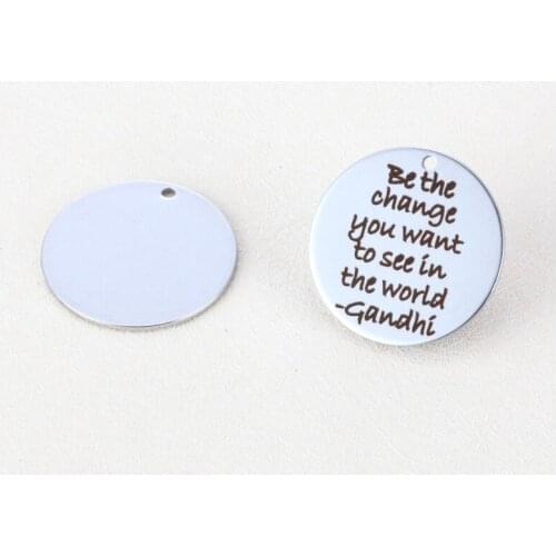 20pcs/lot 25mm New Arrival Stainless Steel Message Letter Charms "Be change you want to see in the world" For Diy Jewellery