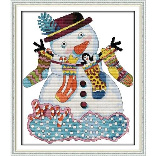 Christmas snowman (3) cross stitch kit cartoon 14ct 11ct count print canvas stitching embroidery DIY handmade needlework