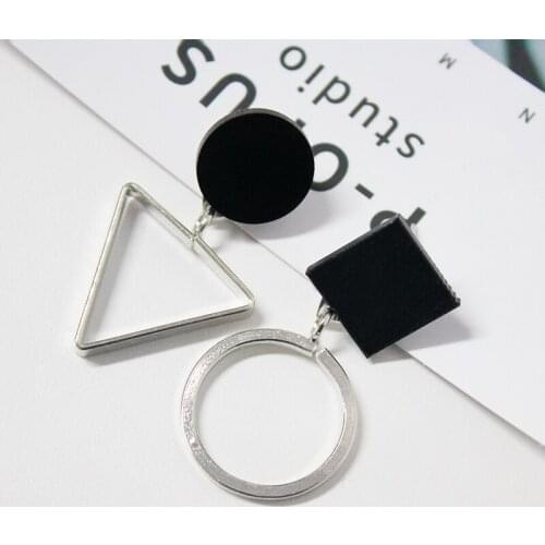 Earrings Geometric Asymmetric Drop Earrings for Women Triangle Square Black Earrings Female Fashion Earrings Jewelry Hanging