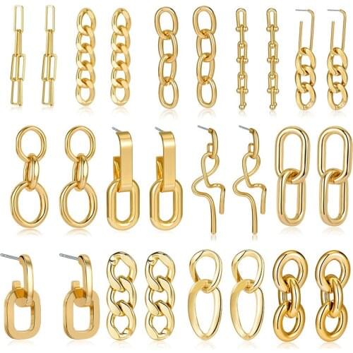 ZWCX Korean Vintage Big Metal Twisted Earrings For Women Gold Geometric Hoop Drop Earrings 2021 Trend Fashion Female Jewelry