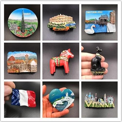 Sweden Dubai France Versailles Italy Switzerland Egypt Austria Greece resin refrigerator magnet magnetic