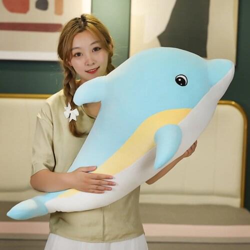 60-100CM Cute Cotton Shark Plush Toy Stuffed Plush Whale/Dolphin Doll Sea Animal Nice Fluffy Soft Long Sleeping Pillow Baby Gift