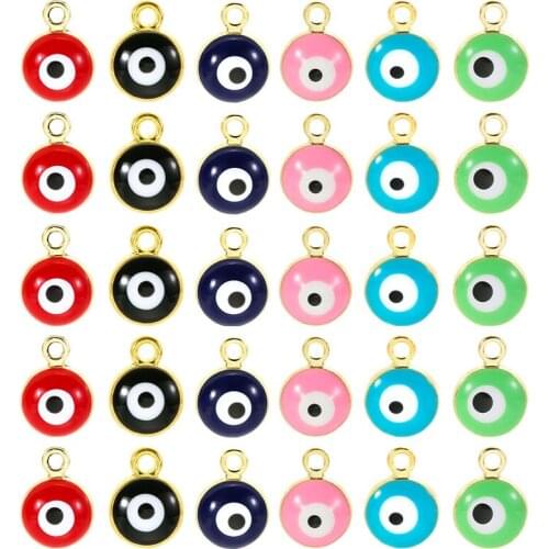 YEYULIN 10Pcs/lot Lucky Eye Turkey Evil Eye Gold Tone Charm Pendant Beads for Diy Bracelet Bangle Jewelry Accessories
