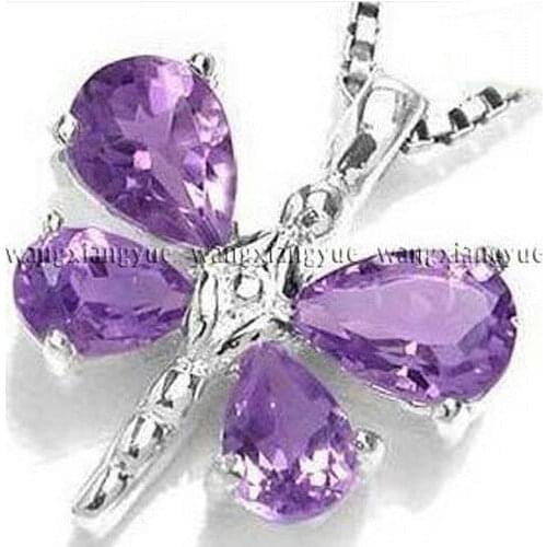 Jewelry amethyst dragonfly pendant necklace 18"