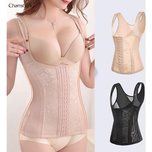 Women Waist Trainer Push Up Vest Tummy Belly Girdle Body Shaper Waist Cincher Corset Zipper Vest Shaperwear Shaping Clothes