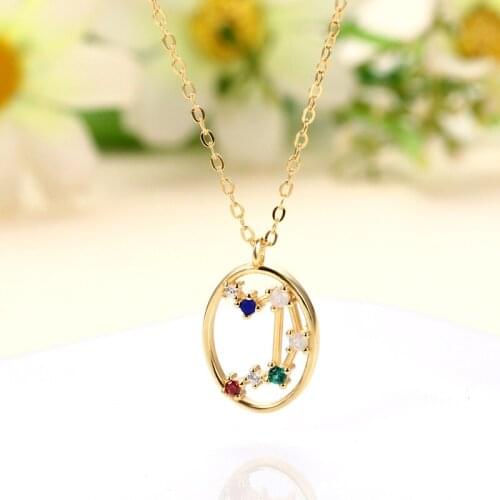 Silvology 925 Sterling Silver Spain 12 Constellations Necklace for Women Openwork Colorful Creative Necklace Friendship Jewelry