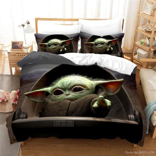 Star Wars Yoda Duvet Cover Set for Kids adults Disney Cartoon Quilt Cover Pillowcase Set Twin Full Queen King Size Bedding Set