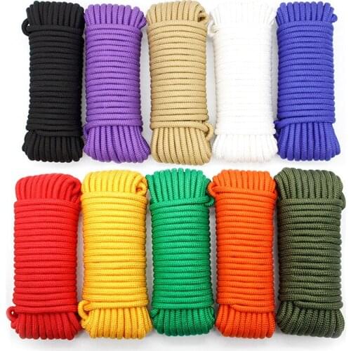 10m 2/3/4/6mm Wear-Resistant Colored Braided Decorative Nylon Rope Outdoor Windproof Clothesline Rope Retractable Washing Line