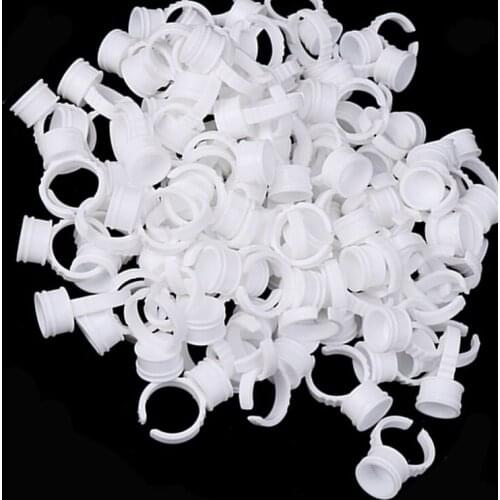100pcs No Separator Permanent Tattoo Ink Ring Cup Tattoo Pigment Caps Plastic Ring Container Holder Grafting Eyelash Medium Size