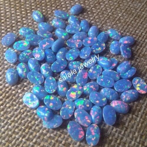 100pcs/ lot Free Shipping 4x6mm OP38 & op26 Synthetic Opal Oval Cabochon Opal Stone for Body Piercing Jewelry