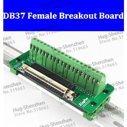 15pcs/lot DB37 DR37 37 pin Female connector to 37P Terminal block adapter converter PCB Breakout 2 Row Din Rail Mounting